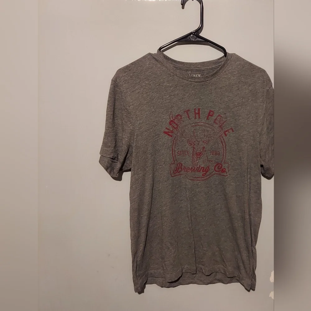 J. Crew Crewneck Graphic Tee Tshirt Size Medium Grey Gray Casual Cotton